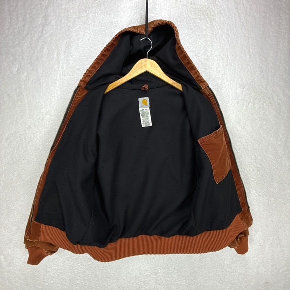 Carhartt Active Jacket Thermal Lined Mens Medium J160 CLY Clay Red Distressed - Picture 3 of 16